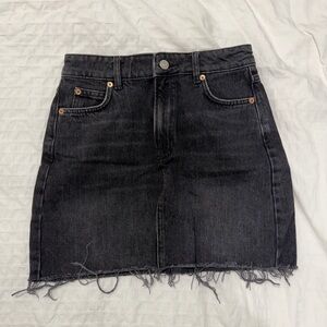 Topshop Distressed Black Mini Skirt